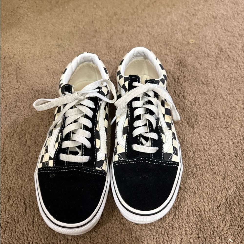 USED Vans Checkered Black and White Sneakers